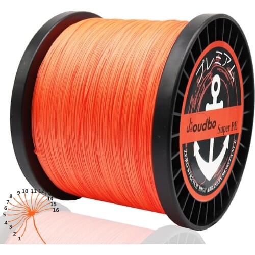 Jioudao 16 Strands 1500M Super Strong Braided Fish Wire 55LB-280LB Multifilament PE Fishing Line for Sturgeon Fishing