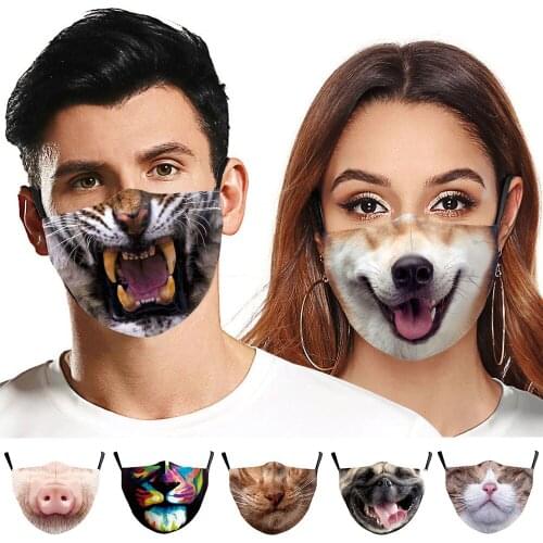 Funny Animal Pig Dog Tiger orangutan Cosplay Masks Women Men Face Mouth Scarf Dustproof Reusable Breathable Mask Halloween