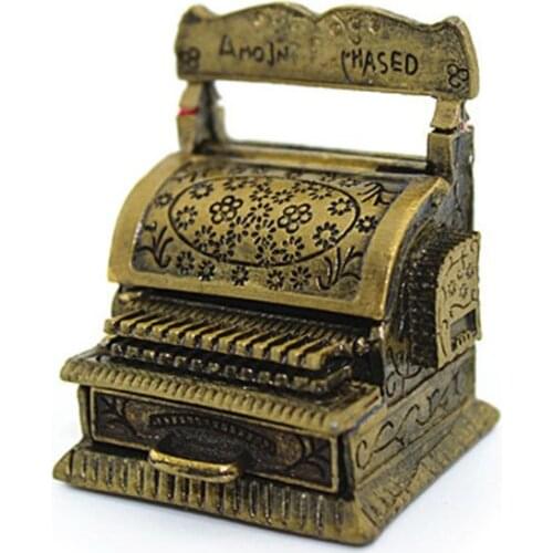 1:12 Scale Vintage Metal Cash Register Model Miniature DIY Dollhouse Home Decor Simulation Furniture Toy