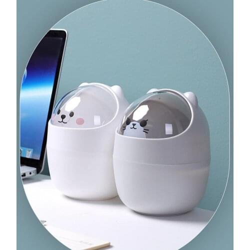 Waste Bin Mini Multifunctional Reusable Desktop Lovely Cartoon Garbage Storage Basket for Indoor Household Cleaning Tools Waste
