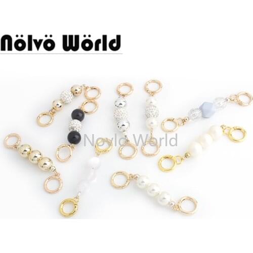 Nolvo World 20pcs 9 style 12.5/13/14/14.5/15 cm length Gold bag chain links connector ring with beads for purses and handbags