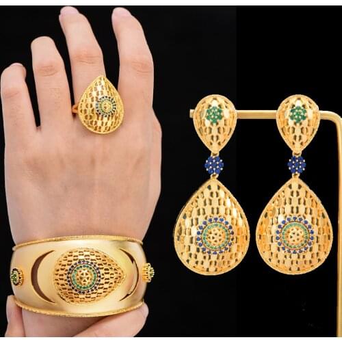 Missvikki Luxury Gorgeous Necklace Earrings Bangle Earrings Jewelry Set for Noble Women Wedding Party Show Jewelry High Quality