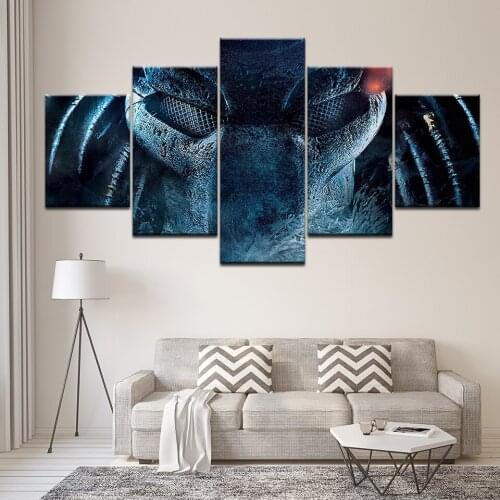 Modular 5 Panels Predator Alien Movie Canvas Paintings Home Decor Vintage Wall Art Picture for Living Room Framed Artwork
