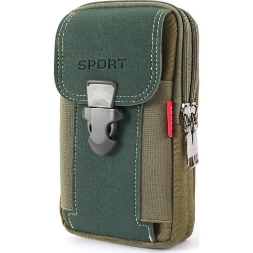 Multi-zipper Men Canvas Waist Belt Bum Bag Running Pouch Travel Camping Bags Casual Portable Mobile Phone Pouches