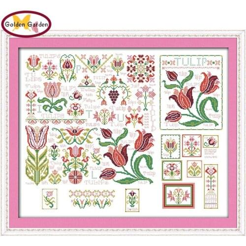 NKF The Dream of Tulips Cross Stitch Kits DIY 11ct 14ct Painting Embroidery Set Chrinese Counted Cross Stitch for Home Decor