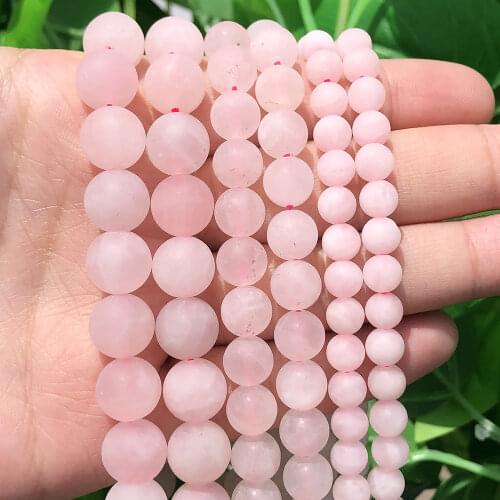 Natural Matte Stone Dull Polish Pink Quartzs Beads for Jewelry Making DIY Bracelet Accessories 4/6/8/10mm Round Minerals Beads