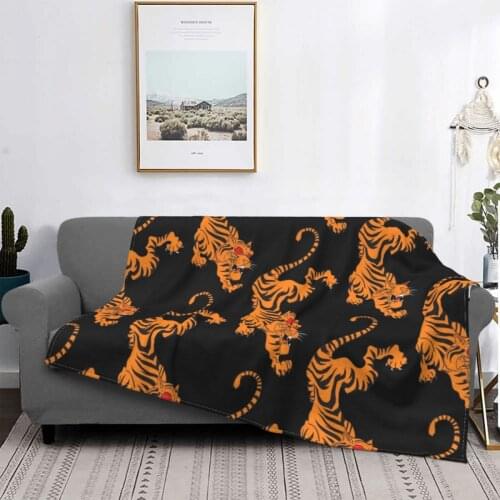 Tiger Design Blankets Coral Fleece Plush Printed Jungle Predator Multifunction Warm Throw Blanket for Bed Office Bedding Throws