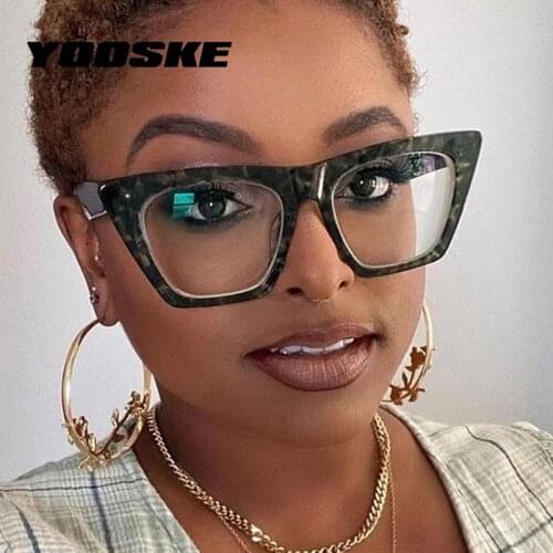 YOOSKE Anti Blue Light Blocking Cat Eye Glasses Frames Women Computer Eyeglasses for Ladies Vintage Oversized Optical Eyewear