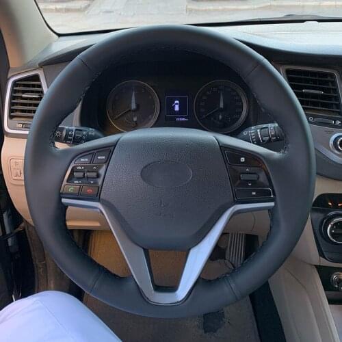DIY Custom Original Car Steering Wheel Cover For Hyundai Tucson 2015 2016 Leather Braid Cover For Steering Wheel Car Accessories
