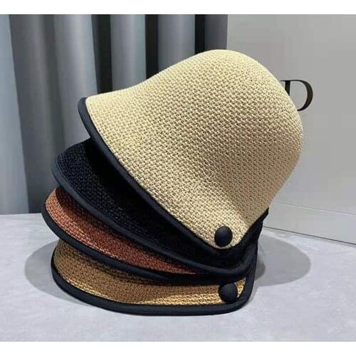 New Women Black White Solid Bucket Hat Bob Caps Hip Hop Gorros Women Summer Panama Cap Beach Sun Fishing Boonie Hat Ladies Cap