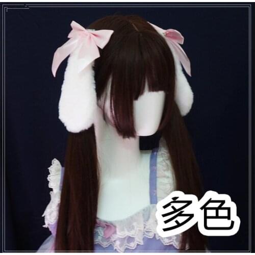 Girls Plush Lop Ears Rabbit Hair Clip Kawaii Bunny Ears Hairpin Ribbon Bowknot Lolita Cosplay Hair Accessories D835