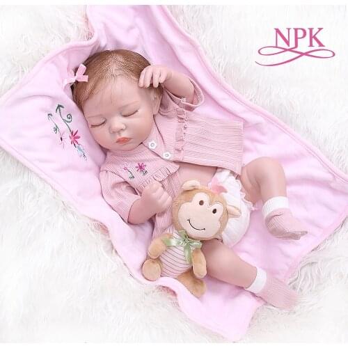 NPK 48CM newborn bebe realistic reborn soft full body slicone lifelike sleeping baby Anatomically Correct