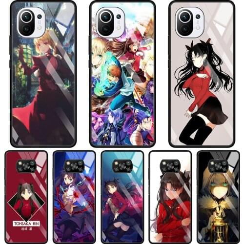 Glass Case For Xiaomi Poco X3 NFC M2 F2 Pro Cover For MI 11Ultra 11 10 10T Lite 9T CC9E CC9 Note 10 Fate Zero Tohsaka Rin
