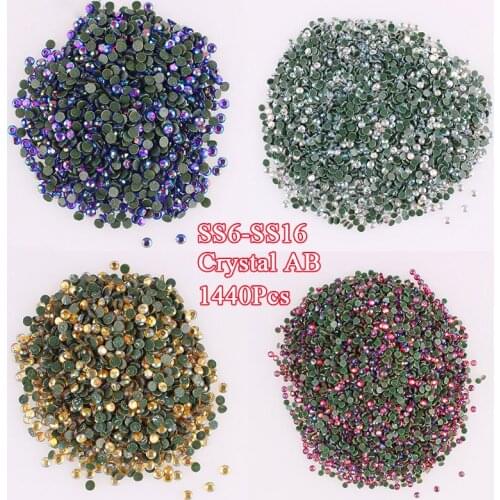 1440pcs SS16 Crystal AB Rhinestone 2mm Thermal Adhesive Wedding Dress Strass Hotfix DIY Flatback Rhinestone For Clothes Skirt F