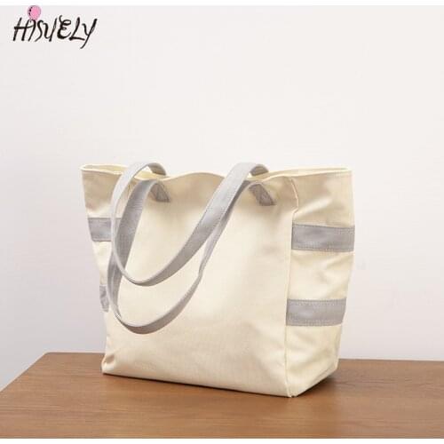 Contrast Color Women Shopping Bag Female Canvas Shoulder Bag Environmental Storage Handbag Reusable Foldable Eco Grocery Totes