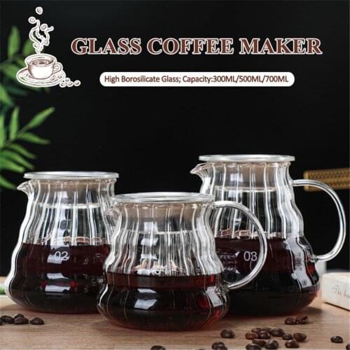 Coffee Server Glass Coffee Tea Carafe Heat Resistant High Borosilicate Coffee Pot for Home Office