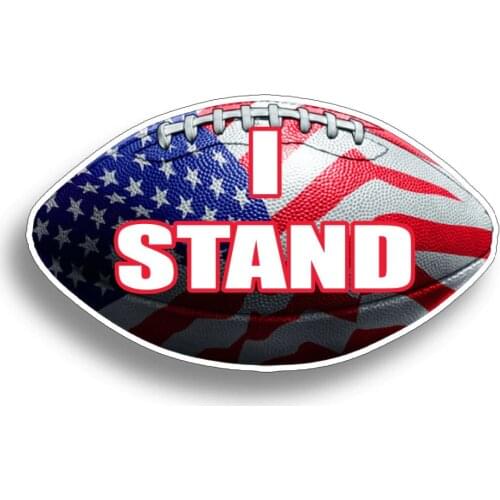 I Stand USA Flag Vinyl Sticker America Football Car Cup Window Bumper Decal Play