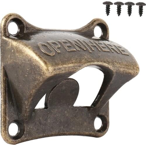 Vintage Bronze Wall Mounted Opener Wine For Beer Soda Glass Cap Bottle Opener Kitchen accessories supplies Bar Gift Zinc Alloy