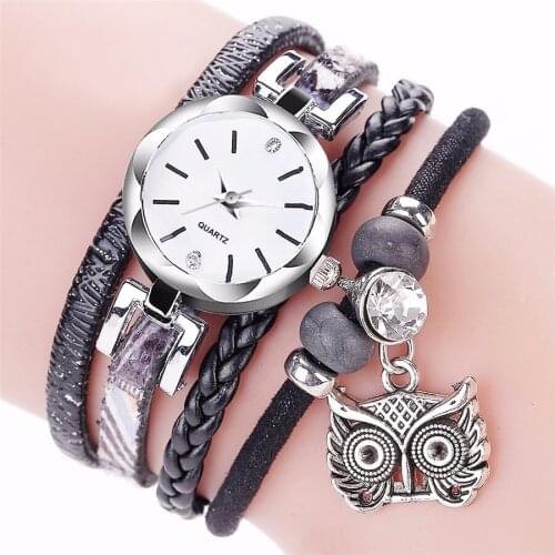 Women Bracelet Watch With Owl Pendant Luxury Ladies Clock Fashion Quartz Watch Relogio Feminino