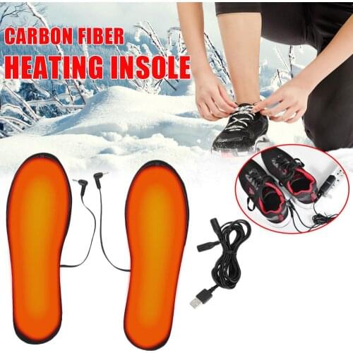 1 Pair Of Winter Outdoor Sports Foot Warm Insoles Usb Heating Shoes Comfortable And Soft Leather Cotton Can Be Cut To Size 46