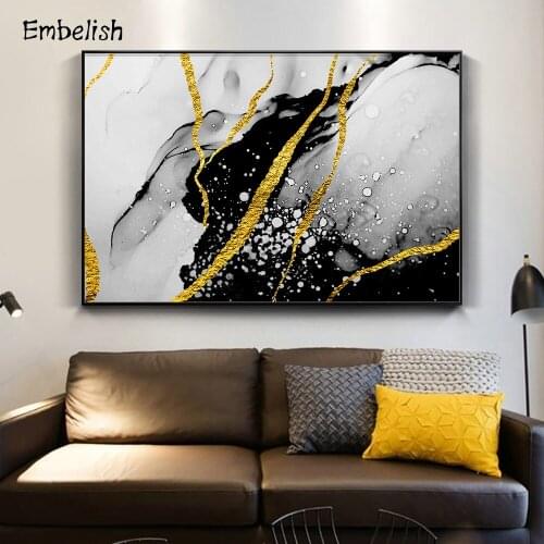 1 Pieces Nordic Style Golden Paints Modern Home Decor Wall Posters For Living Room HD Print On Canvas Oil Paintings Pictures