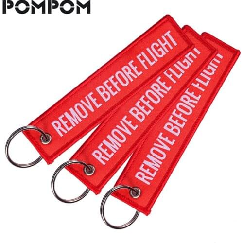 3 PC/LOT Remove Before Flight Jacqurad Woven Red Chain Keychain for Aviation Gifts Special Luggage Key Label OEM Keyring Jewelry