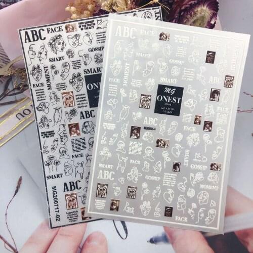 3D Nail Sticker Character Portrait English Design DIY Tips Nail Art Decoration Packaging Self-adhesive Transfer Decal Slider