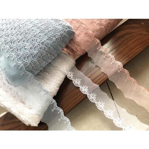 4Yards Light Pink Blue White Baby Lace Trim Embroidery Sewing Crafts Doll Material Lace Edge Skirt 4.5cm wide