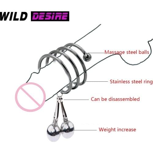 40mm metal ring Ball pendant penis ring sex tools for men Stainless steel lock ring Double stainless steel ball cook ring dick
