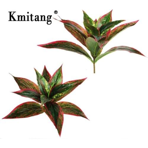 5 Fork 29cm Plastic Fake Tree Leaves Bouquet Tropical Artificial Plant Leaf Small Bonsai Decorative Plant Wall For Home Decor