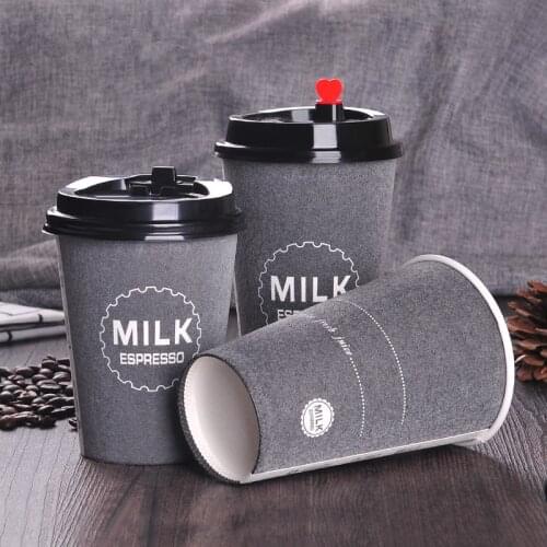 50pcs Disposable coffee cup creative foam thick paper cup hot drink anti-scalding insulated milk tea beverage cups with lid