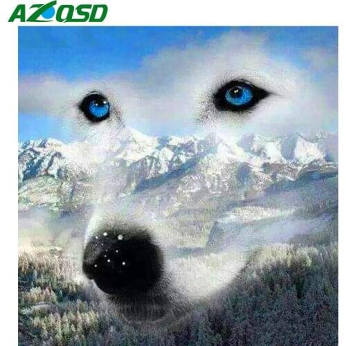 AZQSD Full Square Diamond Painting Wolf Winter Handicraft Diamond Embroidery Animals Mosaic Picture Of Rhinestones Home Decor