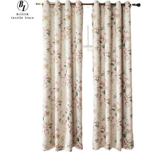 American Retro Printed Curtains for Living Room Pastoral Style Floral Blinds Faux Linen Drapes for Bedroom Window Treatments