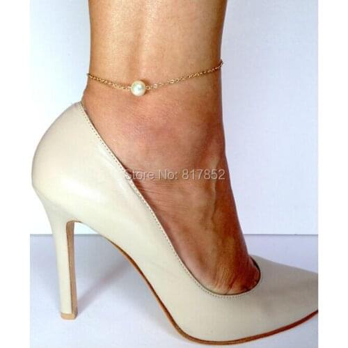 FREE SHIPPING New Style L66 Women Fashion Gold Chains Imitation Pears Bead Ankle Chains Jewelry 2 Colors