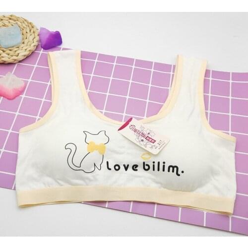 Child Sports Bra Kids Thin Cup Young Cotton Intimates Girls Lingerie Underwear Teenage Adolescente Teens Chest Pad 8-16 Years