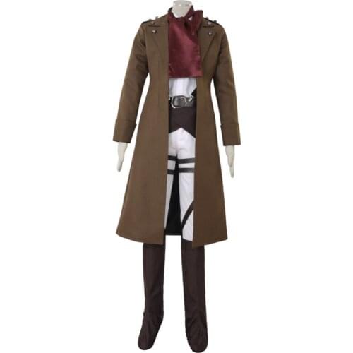 Attack on Titan Survey corps Mikasa Ackerman Cosplay Costume Long Coat Custom Made