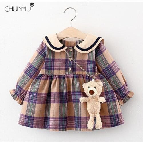 Infant Baby Girls Clothes Set 2021 Autumn Kids Clothes Casual Long Sleeve Plaid Dress Suit Children Clothing Dresses For Girls