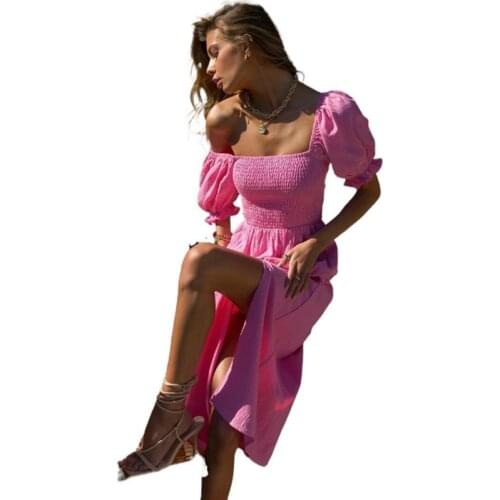 Summer Linen Solid Sexy Slit Vacation Beach Wear Long Dress Women Outfits Cotton Casual Sundress