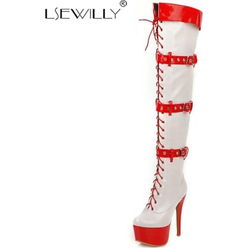 Lsewilly 2020 over the knee boots round toe zip ladies prom autumn winter boots mixed colors sexy high heels platform boots K200