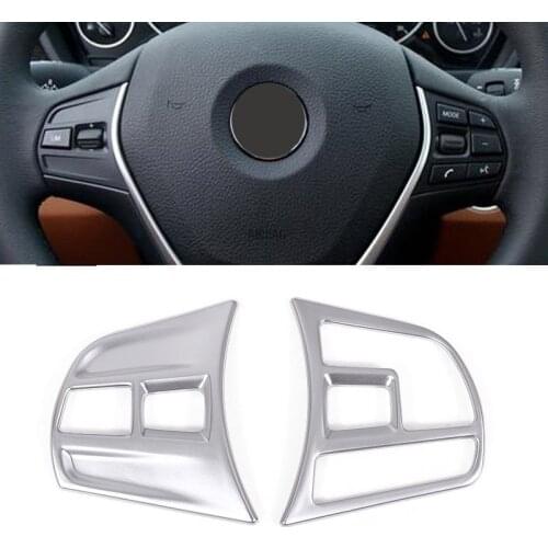 Matte Chrome Interior Accessory Steering Wheel Button Cover Trim For BMW 3 4 Series F30 F34 GT 2014-2017
