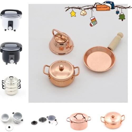 Cute Kitchen Pot Rice Cooker 1/12 Dollhouse Miniature Kitchen Decoration for Children Kid Kitchen Toys Dollhouse Kitchenware