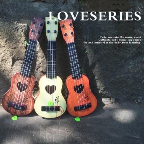 Mini Guitar 4 Strings Classical Ukulele Guitar Toy Musical Instruments for Kids Children Beginners Early Education Heart Guitar