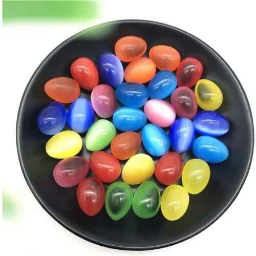 Mini Beautiful Yellow Blue Green Red Cat Eyes Egg Shaped Crystal Stones Specimen Healing Crafts Stones and Minerals