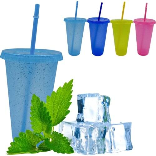 Reusable Travel Mug With Straw Smoothie Plastic Iced Tumbler Double-walled Ice Cold Drink Coffee Juice Tea Cup 2021 New