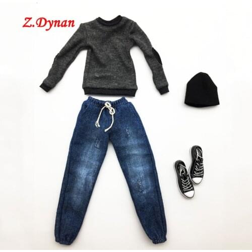 1/6 Soldier Model Clothing Mens Trendy Peach-neck Sweater Suit Can Be Equipped with 12-inch Movable Doll