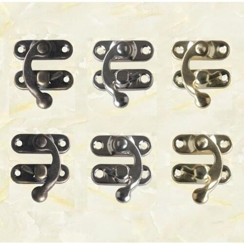 Fashion 5PCS/Lot Small Antique Metal Lock Decorative Hasps Hook Gift Wooden Box Padlock With Screws For Furniture Hardware