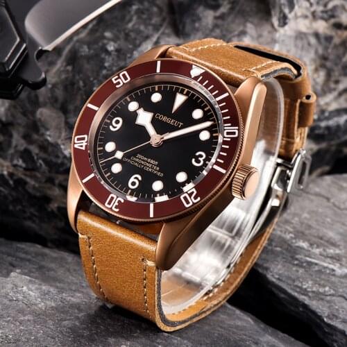 CORGEUT Pilot Automatic Mechanical Watch Mens Brand Military Sports Luminous Waterproof Clock All Steel NH35 Watch Men 2010B