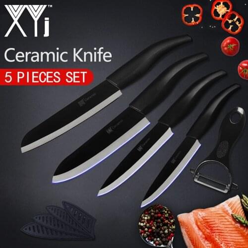 XYj Ceramic Knife Set 3'' Paring 4'' Utility 5'' Slicing 6'' Chef Black Color Ceramic Fruit Vegetable Carrot Potato Peeling