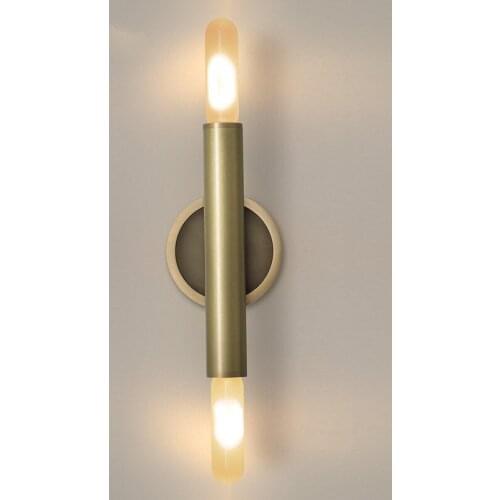 Nordic Art Copper Wall Lamp LED Simple Column Modern Mirror Front Home Living Room Dining Room Bedroom Bedside Decorative Lights