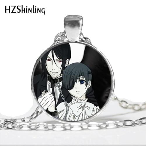 2017 New Arrival Black Butler Necklace Steampunk Japanese Cartoon Jewelry Glass Dome Anime Photo Necklace for Women and Men HZ1